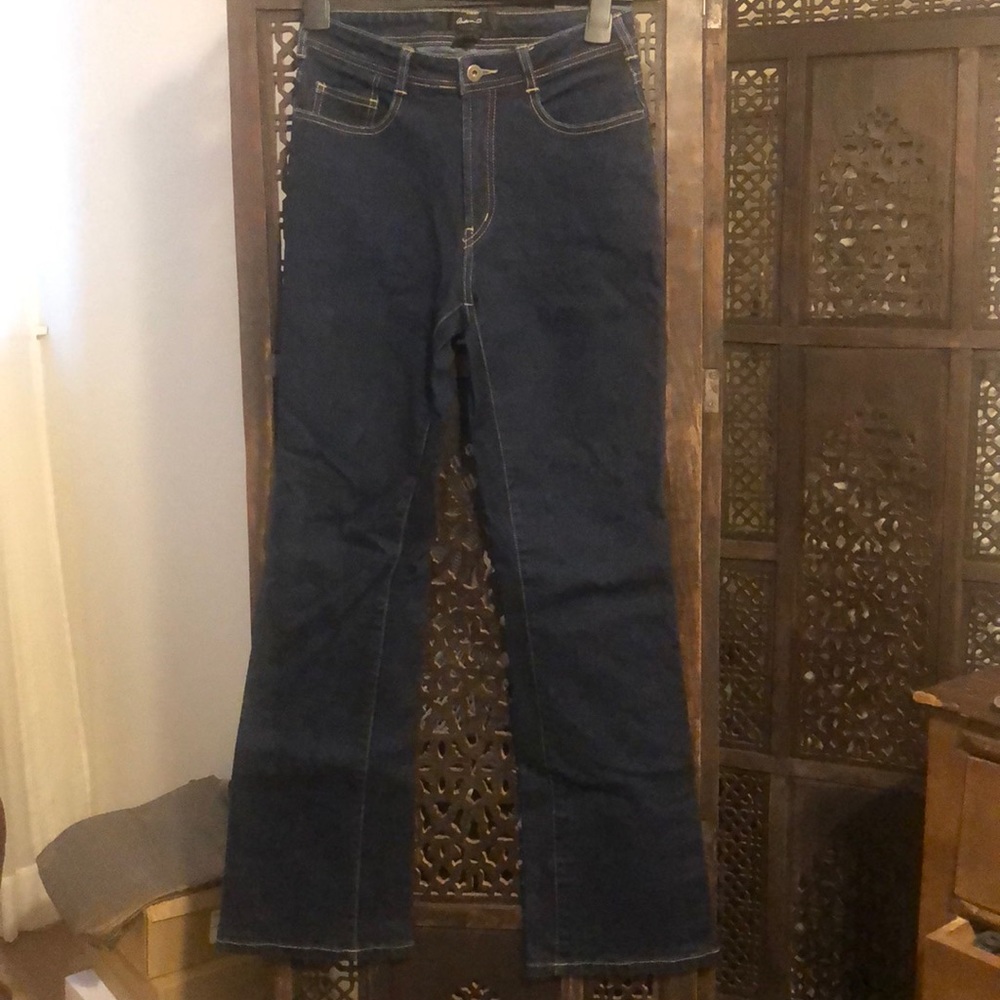Arden B Mid rise, dark boot cut denim